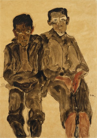 Due ragazzi seduti, 1910 da Egon Schiele