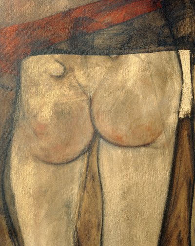 Nudo femminile con sciarpa a tracolla, frammento ... (olio su tela) da Egon Schiele