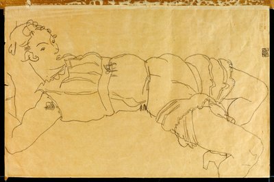 Giovane donna sdraiata sulla schiena, 1915 da Egon Schiele