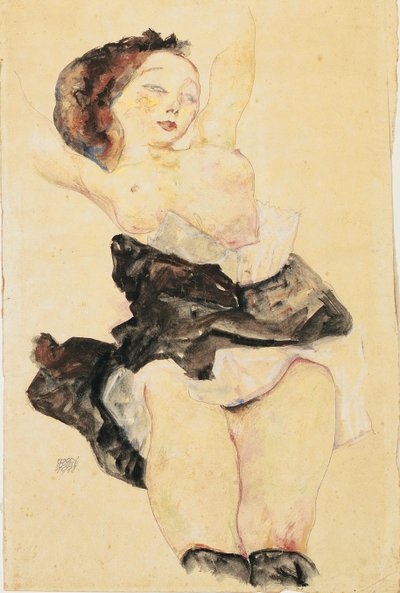 Giovane ragazza reclinata, mezza nuda da Egon Schiele