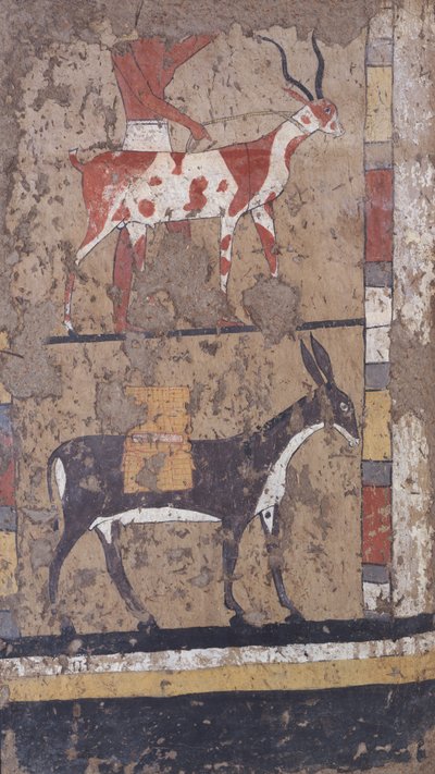 Antilope e asino che trasportano grano dalla tomba del Generale e Cancelliere del Re Iti a El Ghebelen vicino a Luxor. 2200-2000 a.C. da Egyptian