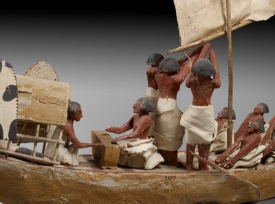Modello di barca funeraria, da Beni Hasan, probabilmente Medio Regno (dettaglio) da Egyptian