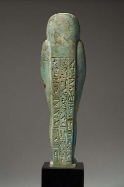 Vista posteriore di una figura di Ushabti per Hor-Khebi, Periodo Tardo Dinastico, fine XXV-inizio XXVI Dinastia, c.700-600 a.C. da Egyptian