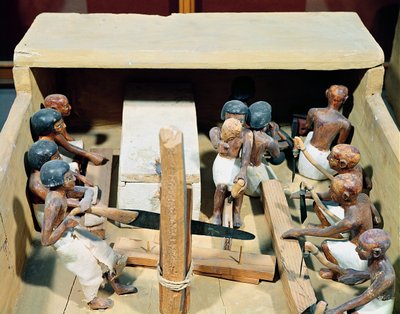 Modello funerario di una falegnameria, dalla Tomba di Meketre, Valle dei Nobili, Medio Regno, c.2000 a.C. (legno dipinto) da Egyptian 11th Dynasty