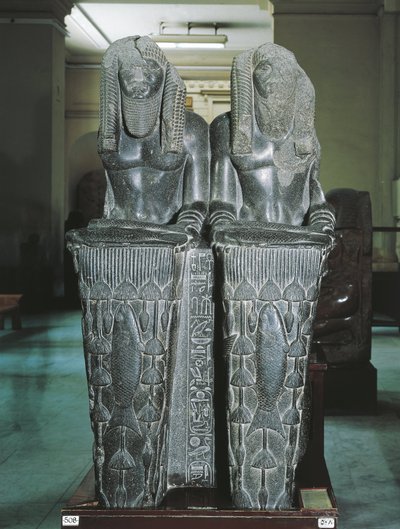 Doppia statua di Amenemhat come dio del Nilo da Tanis da Egyptian 12th Dynasty