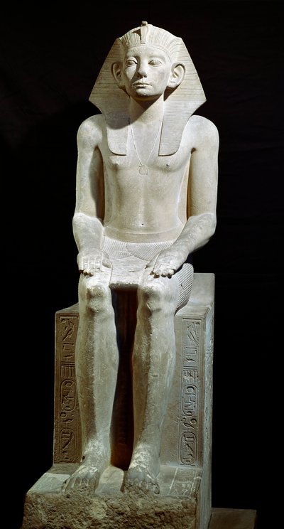 Antichità egizia: statua in calcare del faraone Amenemhat III. XII dinastia. 1910 a.C. Da Hawara. Dim. 160 cm Il Cairo, Museo Egizio da Egyptian 12th Dynasty