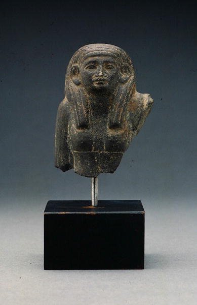Testa e Spalle di una Donna da una Statua di Gruppo, probabilmente una Diade Funeraria, Medio Regno da Egyptian 12th Dynasty