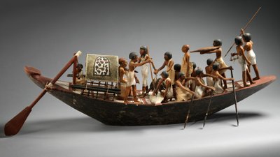 Modello di barca sportiva dalla tomba di Meketre, c.1981-1975 a.C. da Egyptian 12th Dynasty