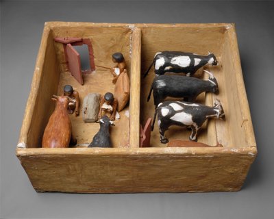 Modello di una stalla per bovini dalla tomba di Meketre, c.1981-1975 a.C. da Egyptian 12th Dynasty