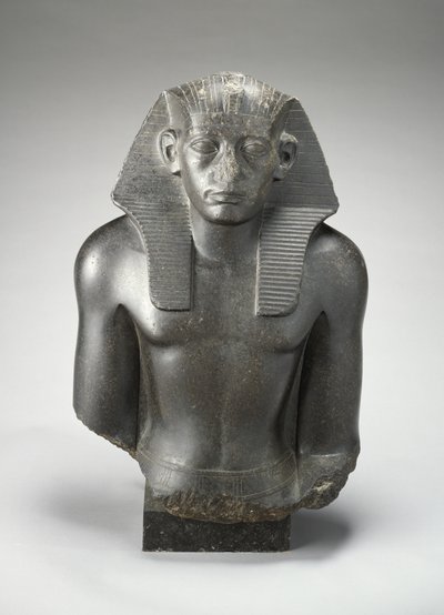 Testa e torso maschile di una statua seduta del re Sesostri III? d