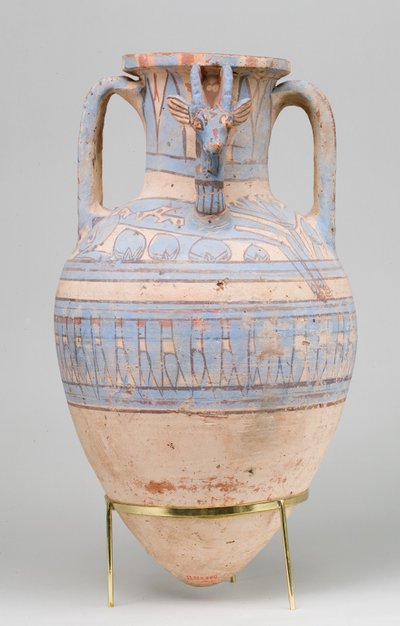 Anfora dipinta di blu con ibex da Malqata, c.1390-1353 a.C. da Egyptian 18th Dynasty