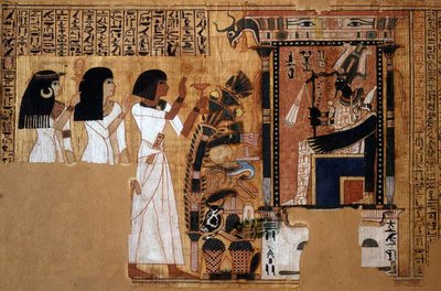 Libro dei Morti dello scriba Nebqed, (dettaglio) del defunto davanti a Osiride, Nuovo Regno, c.1400 a.C. da Egyptian 18th Dynasty