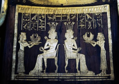 Schienale della sedia raffigurante la Principessa Sitamon, Tomba di Yuya, Valle dei Re, Egitto, civiltà egizia, Nuovo Regno, Dinastia XVIII da Egyptian 18th Dynasty