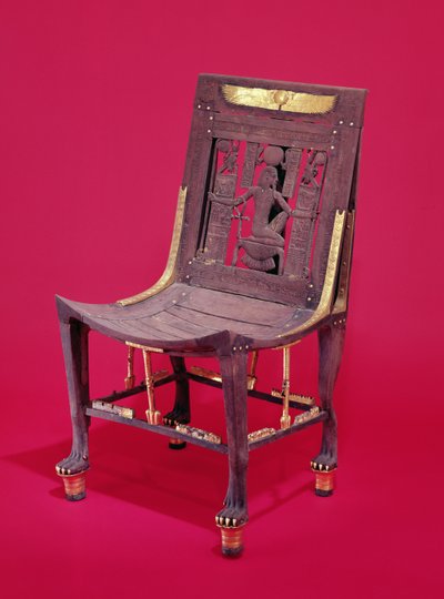Sedia, dalla tomba di Tutankhamon che raffigura lo spirito di milioni di anni da Egyptian 18th Dynasty