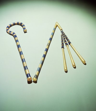 Pastorale e flagello, dalla Tomba di Tutankhamon (c.1370-1352 a.C.) Nuovo Regno da Egyptian 18th Dynasty