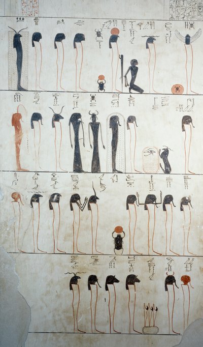 Raffigurazione della Litania di Ra, dettaglio degli affreschi nella camera sepolcrale della Tomba di Tuthmosis III, Valle dei Re, Luxor, Tebe (Patrimonio Mondiale dell