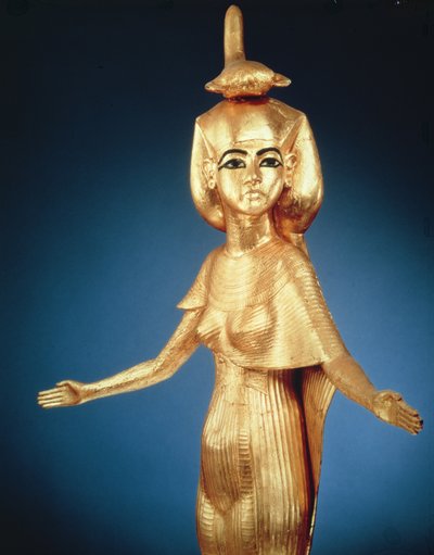 (dettaglio) della dea Selket dal santuario canopico, dalla tomba di Tutankhamon, Nuovo Regno da Egyptian 18th Dynasty