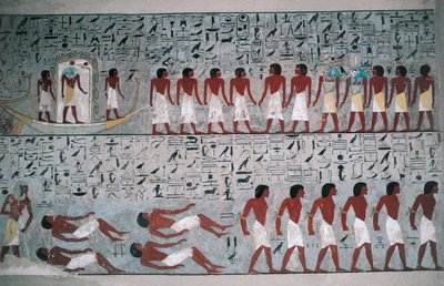 Egitto, Luxor, Valle dei Re, Tomba di Horemheb, pittura murale da Egyptian 18th Dynasty
