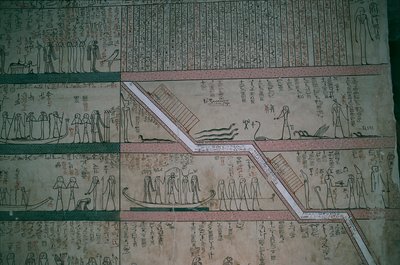 Egitto, Luxor, Valle dei Re, affreschi della camera sepolcrale di Thutmose III da Egyptian 18th Dynasty