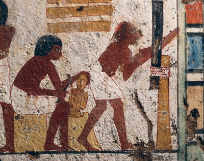 Egitto, Luxor, Tebe Ovest, Valle dei Nobili. Tomba di Nenamon e Ipuki. Affresco che raffigura falegnami al lavoro. (Nuovo Regno, XVIII Dinastia) da Egyptian 18th Dynasty