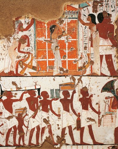 Egitto, Tebe, Necropoli di El-Khokha, Valle dei Nobili, Tomba di Nebamon e Ipouky (dettaglio) da Egyptian 18th Dynasty
