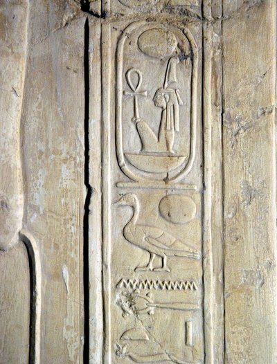 Antichità egiziane: cartiglio del faraone Amenhotep III (Amenofi) (1387-1348 a.C.). Tomba di Kherouef (TT192) (XVIII dinastia) da Egyptian 18th Dynasty
