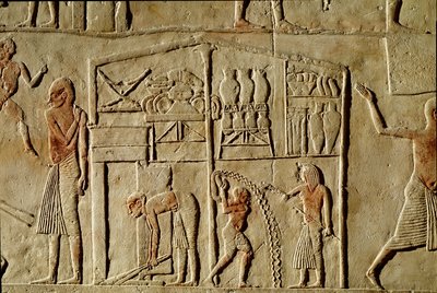 Antichità egizia: “i generi alimentari sono immagazzinati nei magazzini”. Rilievo che decora una tomba di un alto funzionario della XVIII dinastia. Bologna, Museo Civico Archeologico da Egyptian 18th Dynasty