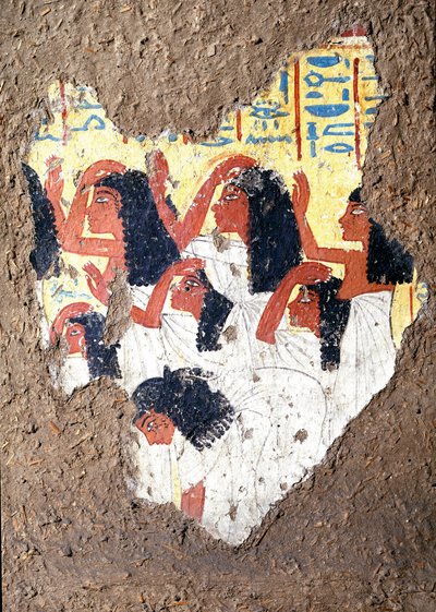 Antichità egizia: affresco della tomba del pittore Maia, un gruppo di piangenti. XVIII dinastia. Dalla Cappella di Maia, Deir el-Medineh (el Medineh), Nuovo Impero. Torino, Museo Egizio da Egyptian 18th Dynasty