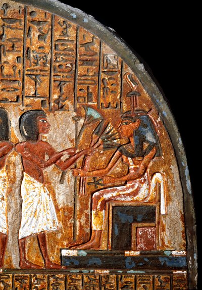 Antichità egizia: stele funeraria di Minhotep: dettaglio che rappresenta un