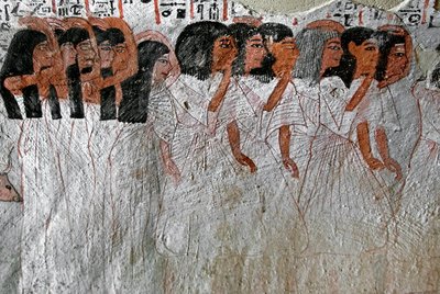 Antichità egizia: processione di piangenti. Dipinto della Tomba di Roy (TT255). XVIII dinastia. Dalla riva occidentale di Luxor, Egitto da Egyptian 18th Dynasty