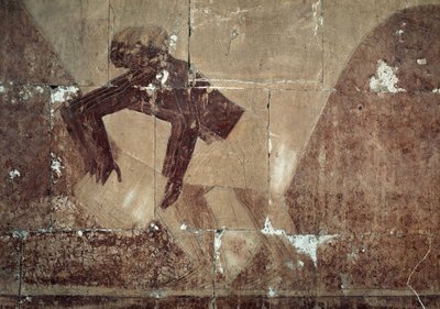 Scambio di cibo, dettaglio della scena che raffigura la spedizione nella Terra di Punt, rilievo dipinto, Colonnato di Punt, Tempio Funerario di Hatshepsut, Deir el-Bahari, Necropoli Tebana, Civiltà Egizia, Nuovo Regno, XVIII Dinastia da Egyptian 18th Dynasty