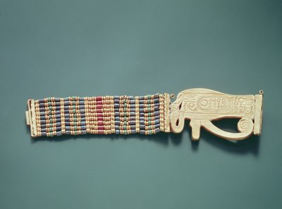 Braccialetto flessibile di perline, dalla tomba di Tutankhamon da Egyptian 18th Dynasty