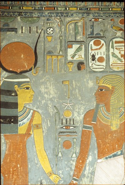 Horemheb e Hathor, dalla Tomba di Horemheb (c.1323-1295 a.C.) Nuovo Regno da Egyptian 18th Dynasty