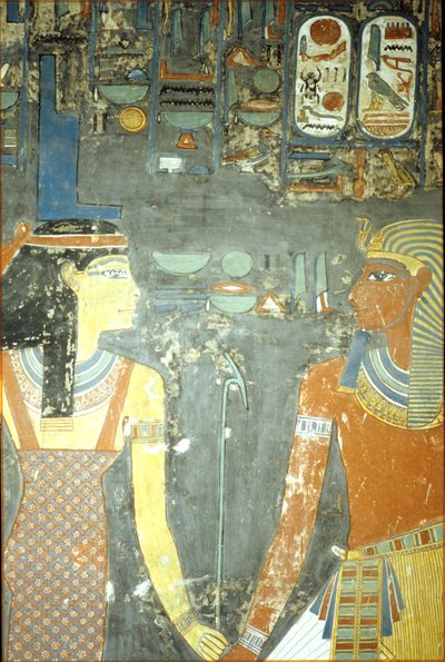Horemheb e Iside, dalla Tomba di Horemheb (c.1323-1295 a.C.) Nuovo Regno da Egyptian 18th Dynasty