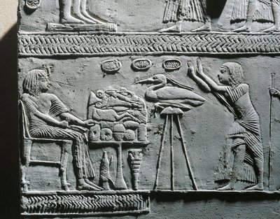 Horemheb che mangia un pasto funerario, rilievo dalla tomba di Horemheb a Saqqara da Egyptian 18th Dynasty
