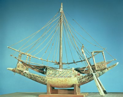 Modello di una delle barche del faraone, dalla tomba di Tutankhamon da Egyptian 18th Dynasty