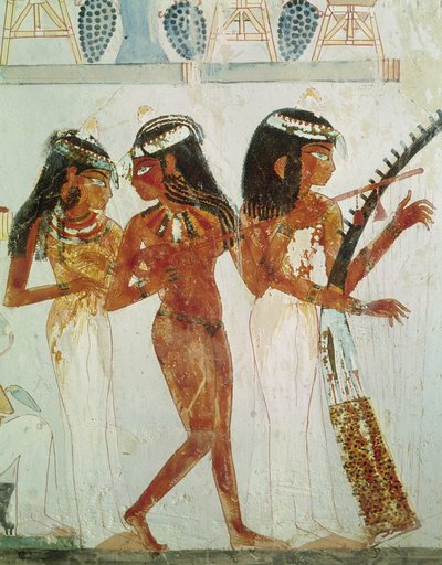 Musicisti e una danzatrice, dalla Tomba di Nakht, Nuovo Regno da Egyptian 18th Dynasty