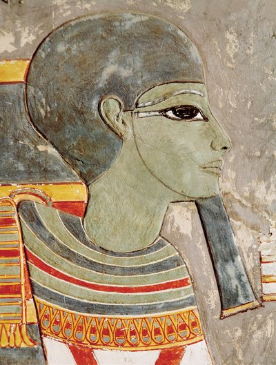 Rilievo dipinto del dio Ptah nella Valle dei Re, dalla tomba di Horemheb da Egyptian 18th Dynasty