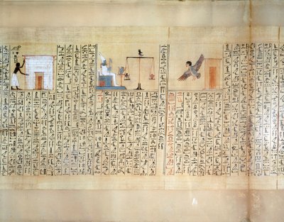 Papiro che raffigura la pesatura del cuore, dal Libro dei Morti di Maiherperi da Egyptian 18th Dynasty
