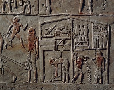 Padiglione per ufficiale di alto rango o comandante in capo, Rilievo, tomba di Horemheb, Saqqara, civiltà egizia, Nuovo Regno, Dinastia XVIII da Egyptian 18th Dynasty
