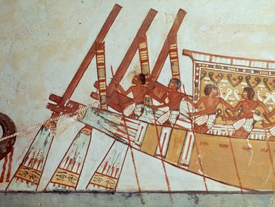 Pellegrinaggio dei defunti ad Abido, murale, Tomba di Menna, nota anche come Tomba TT69, risalente al regno di Thutmose IV, Sheikh Abd el-Qurna, Tebe da Egyptian 18th Dynasty