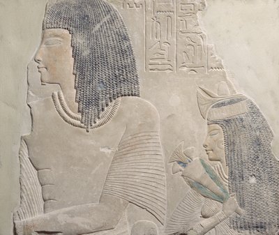 Rilievo raffigurante Imenmes e Dejat, i genitori del generale Imeneminet, da una tomba a Menfi, Nuovo Regno, c.1336-1295 a.C. da Egyptian 18th Dynasty