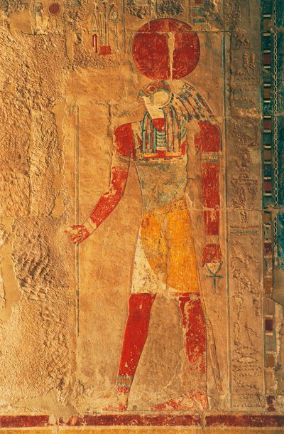 Rilievo con Ra Horakhty, Tempio funerario di Hatshepsut, Deir el-Bahari, Necropoli tebana (Lista del Patrimonio Mondiale UNESCO) da Egyptian 18th Dynasty