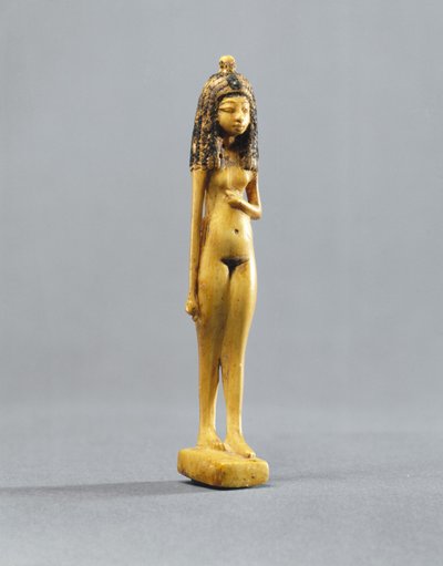 Statuetta di una ragazza nuda, Nuovo Regno, c.1390-1353 a.C. da Egyptian 18th Dynasty