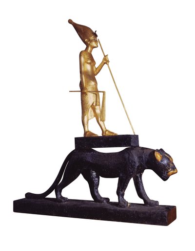 Statuetta del re su un leopardo, dalla Tomba di Tutankhamon da Egyptian 18th Dynasty