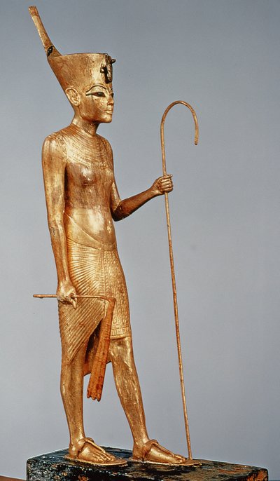 Statuetta del re con la corona rossa del nord, dalla tomba di Tutankhamon da Egyptian 18th Dynasty