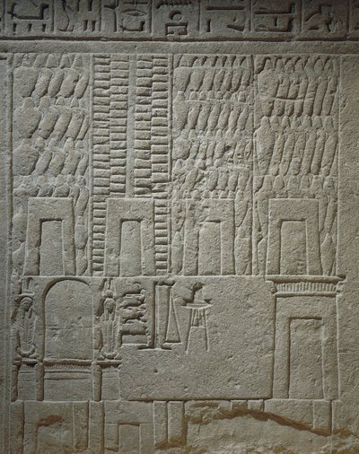 Rilievo murale raffigurante un magazzino (dettaglio delle bilance per la pesatura delle merci) da Egyptian 18th Dynasty