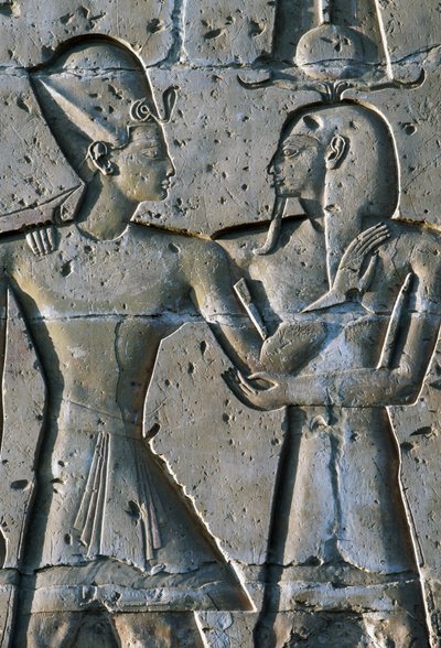 Bassorilievo raffigurante il faraone, Tempio di Seti I, o Grande Tempio di Abydos, Abydos, Egitto, civiltà egizia, Nuovo Regno, Dinastia XIX da Egyptian 19th Dynasty