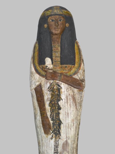 Sarcofago della Signora della Casa, Weretwahset, reinscritto per Bensuipet, trovato a Tebe, Nuovo Regno, c.1292-1190 a.C. (dettaglio) da Egyptian 19th Dynasty