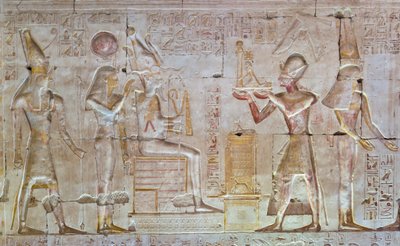 Rilievo colorato, tempio di Seti I, Abydos, Egitto da Egyptian 19th Dynasty